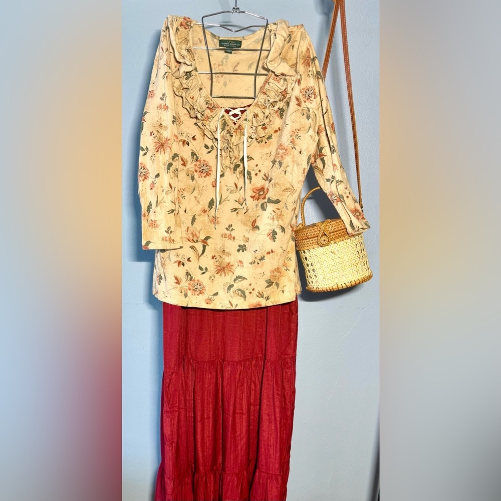 Lauren Ralph Lauren Floral Cream Cottagecore Top